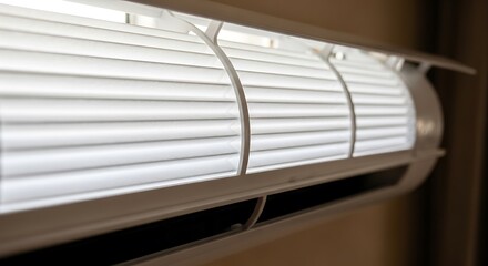 Obraz premium Close-up view of a cylindrical air filter element with pleated design.