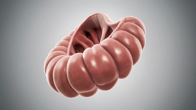 Detailed 3D Render of Human Small Intestine Villi and Mucosal Folds