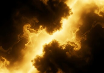 Fototapeta premium A luxurious composition featuring swirling luminous gold and deep black vapor clouds in high contrast lighting for a premium background, conceptual, luminous, shadows