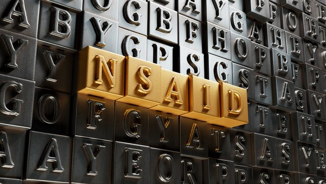 nsaid word made with building blocks.close up of Movable type printing,Business Concept.3D rendering.