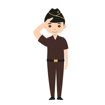 Indonesian Male Prosecutor Salute Ceremony Pose with PDH Uniform