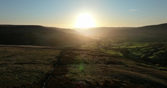 Flying above Swaledale at sunrise
