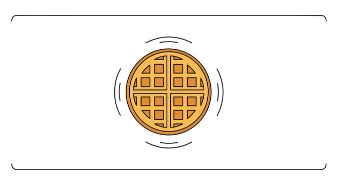 Minimalist vector illustration of a freshly made golden waffle for morning meals and snacks