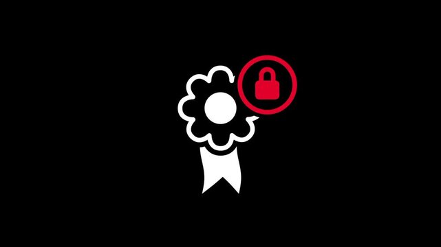 The white award ribbon icon is paired with a small red padlock symbol, signifying a locked achievement or a restricted reward within the system