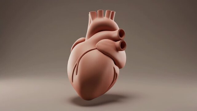 Detailed 3D Rendered Human Heart Anatomy Illustration
