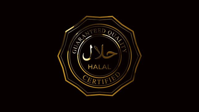 3d animation set of guaranteed halal label green screen background