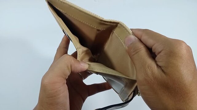 Footage Empty Wallet in Hands Showing No Money Financial Problem Concept