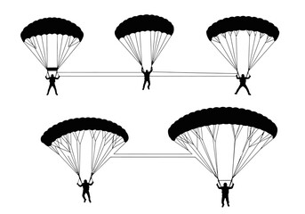 Skydiver Parachute Silhouettes Collection for Extreme Sports and Adventure Graphic Design © Dyland