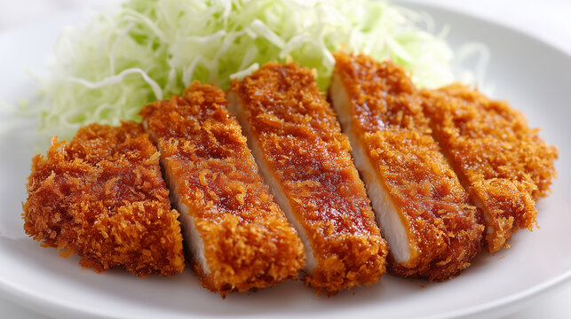 きつね色に揚がった食欲をそそるサクサクのとんかつとシャキシャキのキャベツ