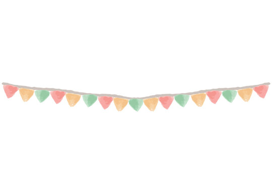 水彩のぬくもりシリーズ 幼稚園・保育園向け ガーランド ヘッダー装飾 三角旗 パステルカラー