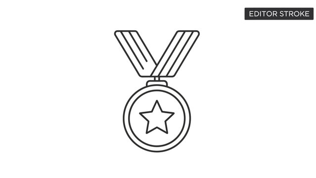 Simple Black and White Medal Icon.