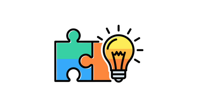 Puzzle Piece with Lightbulb Symbolizing Creative Idea.