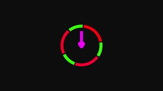 Colorful Circular Progress Meter with Moving Indicator Gauge on Black Background for Data Analysis and Performance Tracking.