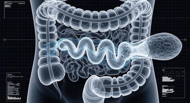 Digital X-ray of Human Digestive System Showing Intestines and Appendix.