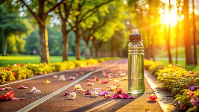 A refreshing drink awaits after a morning workout on a sun-drenched path