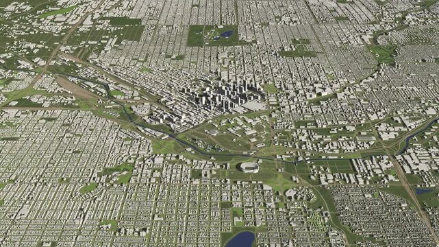3D looped animation of city - Denver USA