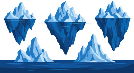 Arctic Iceberg Collection - Blue Glacial Formations on White Background © Apel