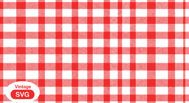 Red and White Gingham Checkered Pattern - Vintage Picnic Tablecloth Fabric Texture
