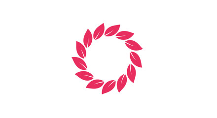 Fototapeta premium Red leaf circular decorative symbol logo.