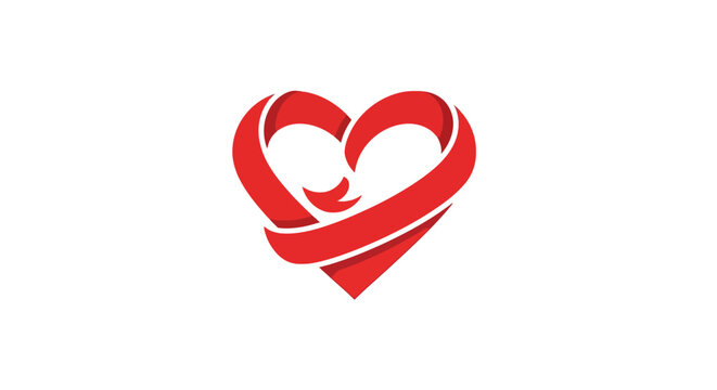 Red heart symbol with curves.