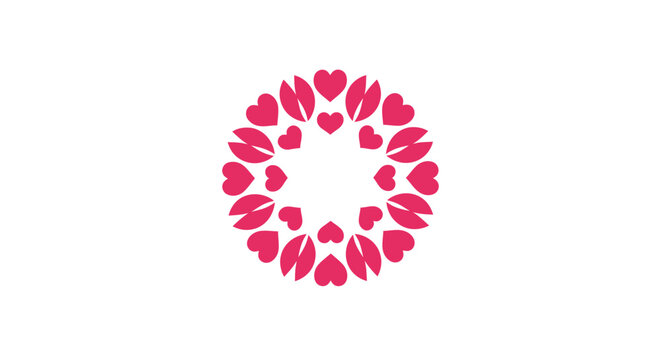 Red hearts in a circle.