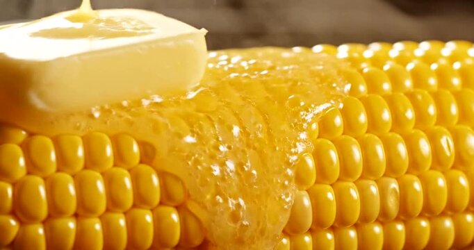 Corn on the cob with melting butter.