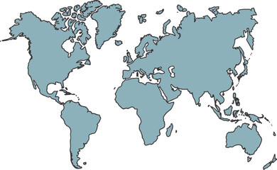 Fototapeta premium Blue world map vector illustration for global business and travel concepts