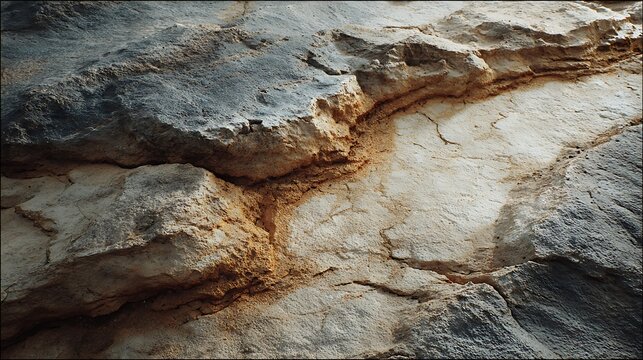 Rugged Rock Surface with Textured Layers in Natural Light