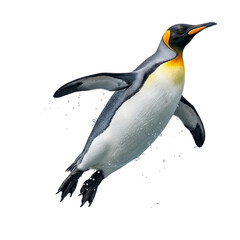 Fototapeta premium King Penguin Swimming Underwater with Water Splashes