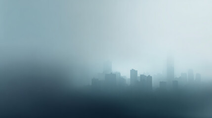 Fototapeta premium A stunning foggy skyline creates a mysterious atmosphere, highlighting the silhouettes of skyscrapers against a misty backdrop.