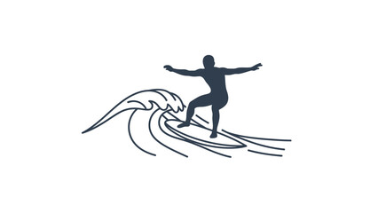 Fototapeta premium Silhouette of a surfer riding a wave, a dynamic representation of the sport and its connection to nature, perfect for adventure and coastal themes