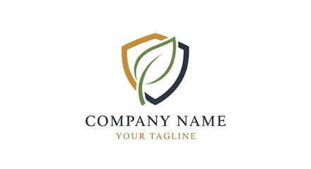 Fototapeta premium Company logo template with leaf and shield.