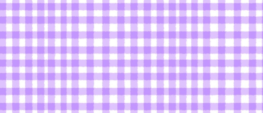 Purple gingham pattern background. Lavender watercolor checkered plaid texture. Soft aesthetic fabric design for wallpaper, wrapping paper, or digital scrapbooking.