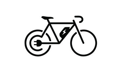 Fototapeta premium Electric bicycle icon with battery and plug