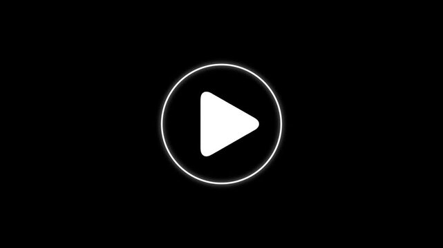 White Neon Pause Button Icon Inside a Circle on a Black Background symbol media