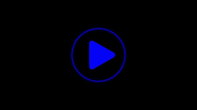 Blue Neon Pause Button Icon Inside a Circle on a Black Background symbol media