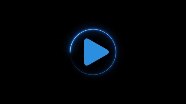 Cyan Neon Pause Button Icon Inside a Circle on a Black Background symbol media