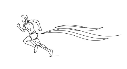 Obraz premium Dynamic line art illustration of a male runner with motion streaks emphasizing speed and agility