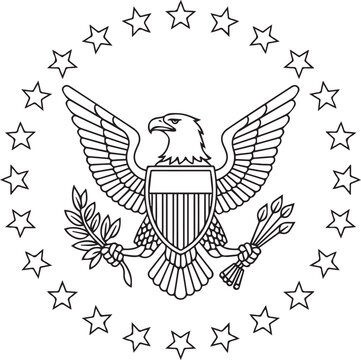 Seal of the united states with bald eagle and stars