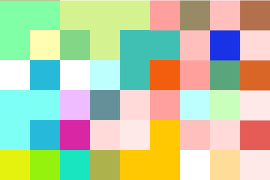 Colorful squares in various sizes.
