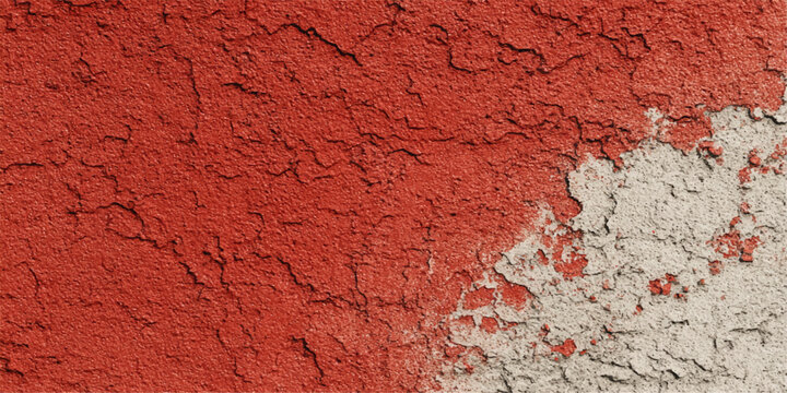 A rough red brick wall texture features a weathered clay pattern and a grungy, old surface with brown concrete accents, creating a cracked material backdrop for rustic design backgrounds