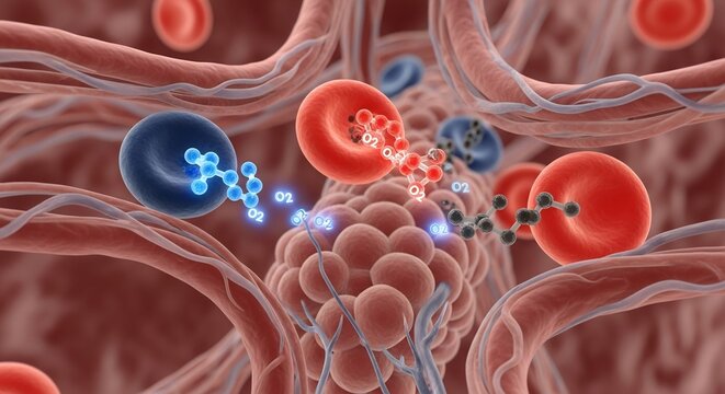 Microscopic View of Blood Cells and Clot Formation in Capillaries.