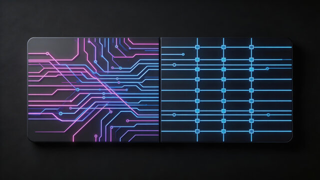 Ethical ai algorithmic bias neon circuit pattern contrast