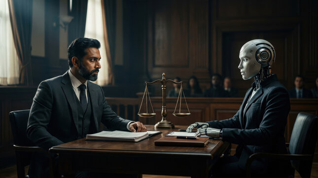 Ethical ai algorithmic bias tension in formal courtroom scene
