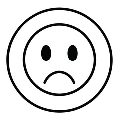 Fototapeta premium Sad Face Emoji Vector Illustration, Minimalist Flat Outline Icon for UI and Web Design