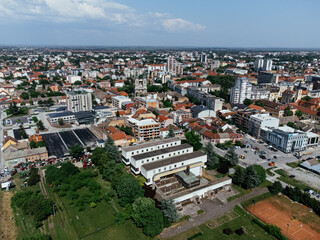 Obraz premium Aerial view of a small town in Serbia. Panchevo
