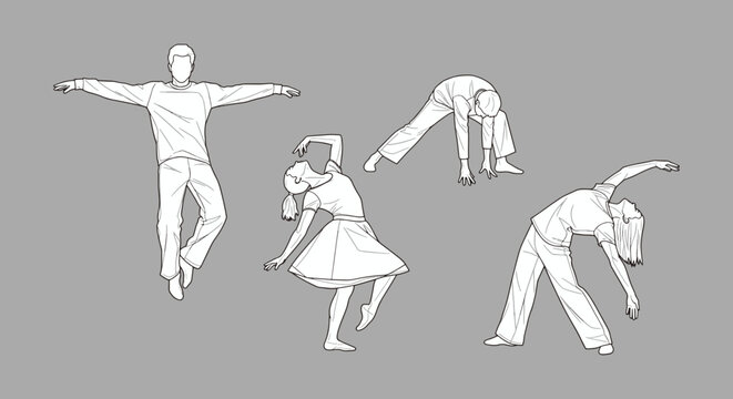 Dancing People Silhouette &ndash; Motion Figure CAD Vector Collection
