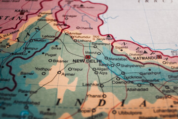 Naklejka premium Map of New Delhi with Major Sites