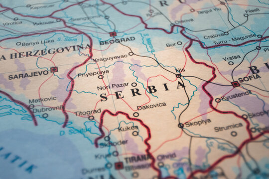 Map of Serbia Highlighting Belgrade and Other Major Cities