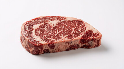 Fototapeta premium A raw cut of marbled beef on a white background
